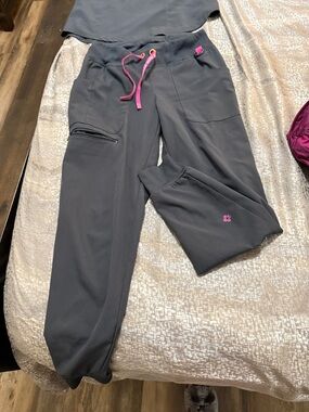 Med Couture Charcoal Joggers with Pink Drawstring